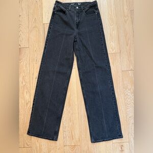 Women’s wide leg‎ high rise black denim jeans size 2 Tall